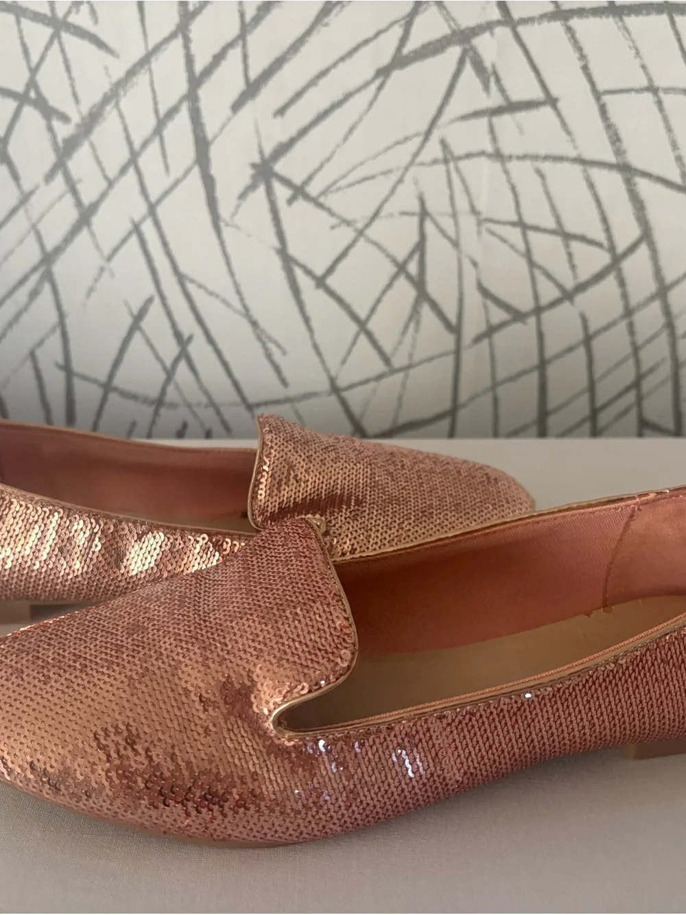 ALDO Rose Gold Sequin Slip-On Loafers